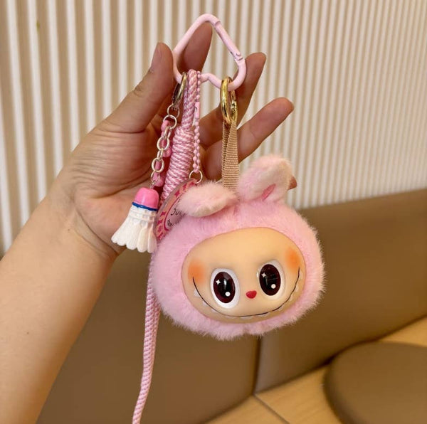 Porte-clés en peluche mignon Labubu très populaire pour filles – Charm de sac: Marron
