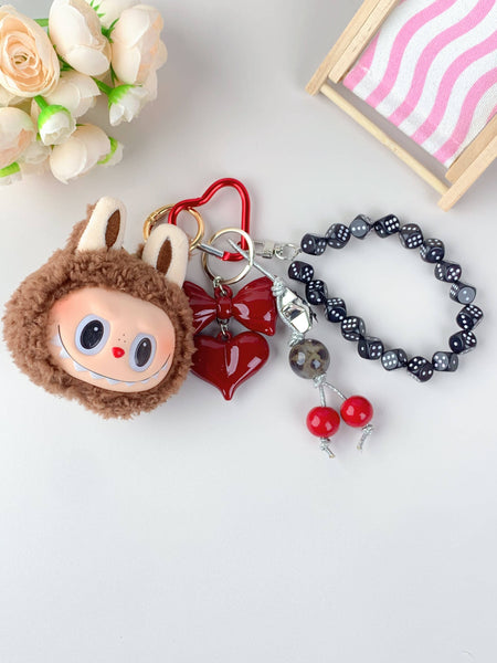 Porte-clés en peluche mignon Labubu très populaire pour filles – Charm de sac: Rose
