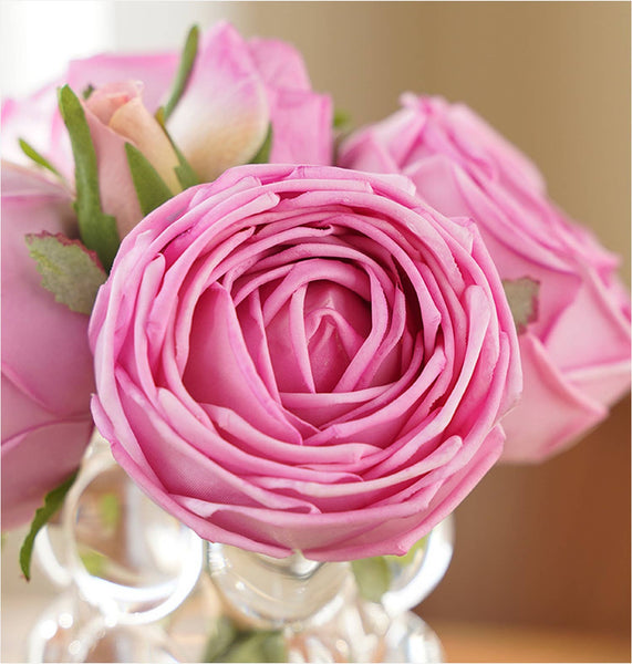 Lot de 6 tiges : bouquet de roses Real Touch: Bégonia Fuchsia
