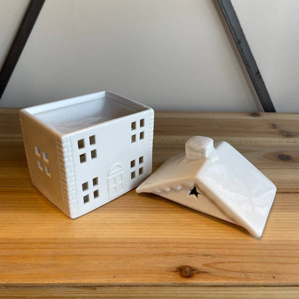 Brûleur de maison en céramique blanche, 12 cm