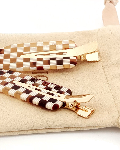 Barrettes Damier (Paire)