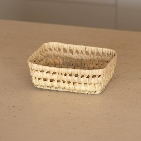 Panier rectangle feuille de palmier M