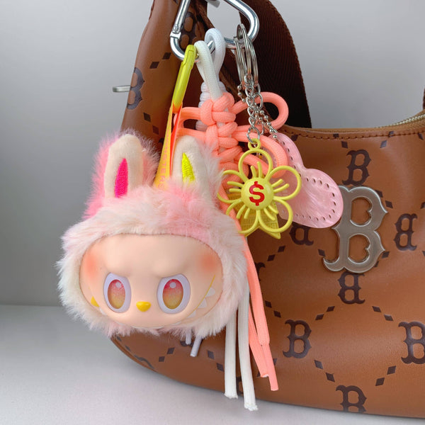 Porte-clés en peluche mignon Labubu très populaire pour filles – Charm de sac: Rose