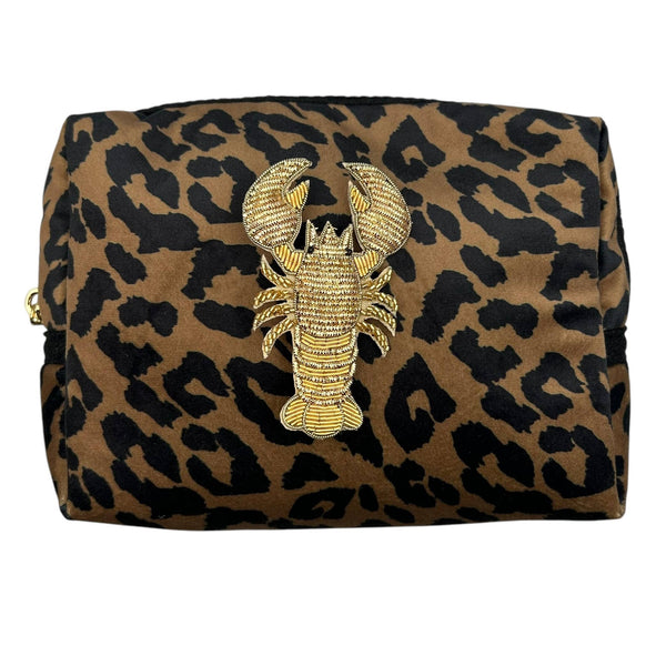 Trousse de maquillage à imprimé léopard & Broche homard: Petit