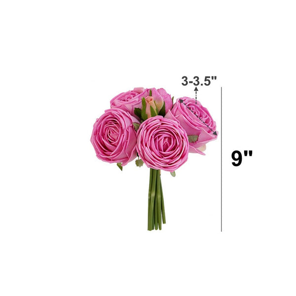 Lot de 6 tiges : bouquet de roses Real Touch: Bégonia Fuchsia