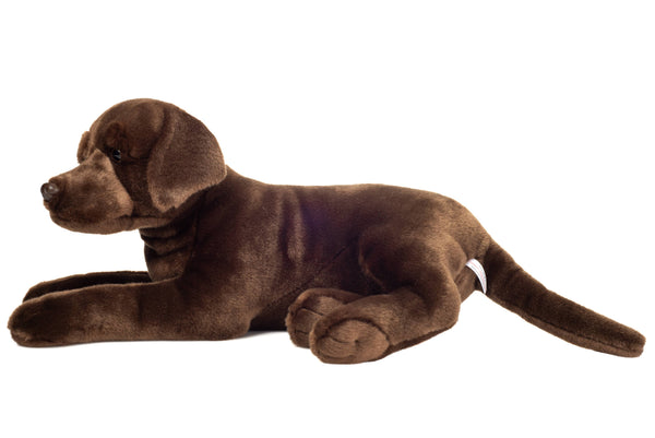 Labrador marron chocolat couché 50 cm - peluche - animal en peluche