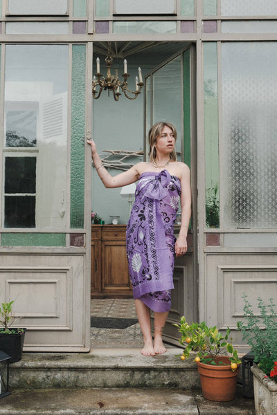 Large Foulard Paréo crustacés light purple