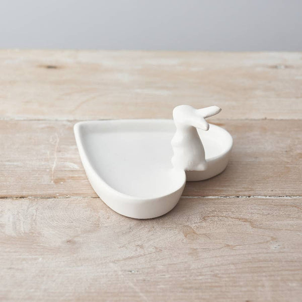 Plat en forme de cœur avec lapin, 12 cm