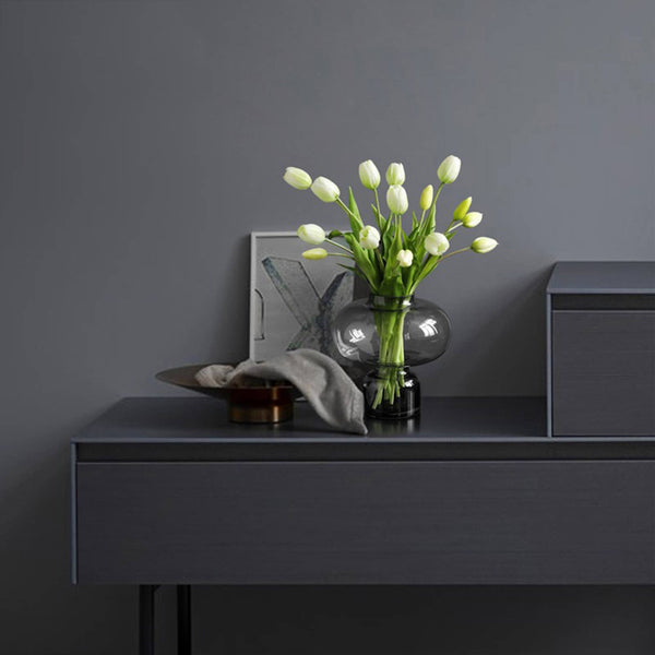 Tulipes réalistes de 41 cm avec 3 fleurs ouvertes et 2 boutons: Rouge Chaud