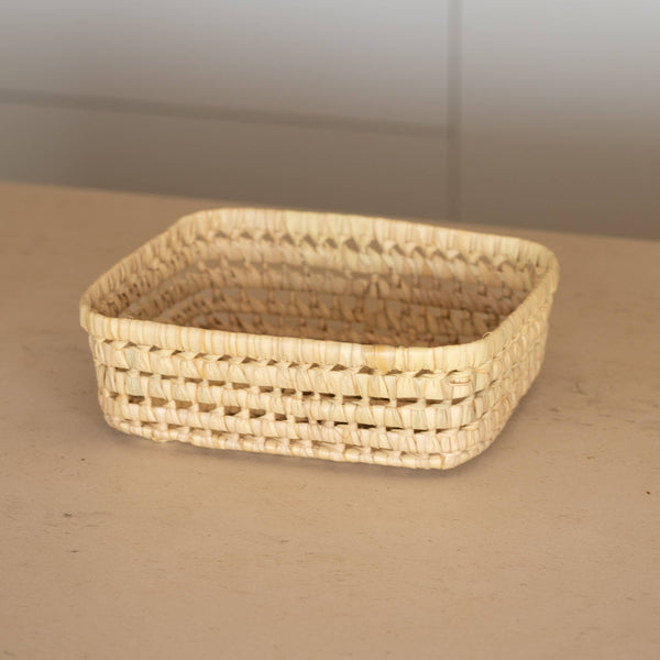 Panier rectangle feuille de palmier L