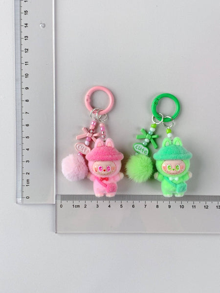 Porte-clés mignon Labubu en vente pour filles, accessoire de clé de voiture: Rose 2