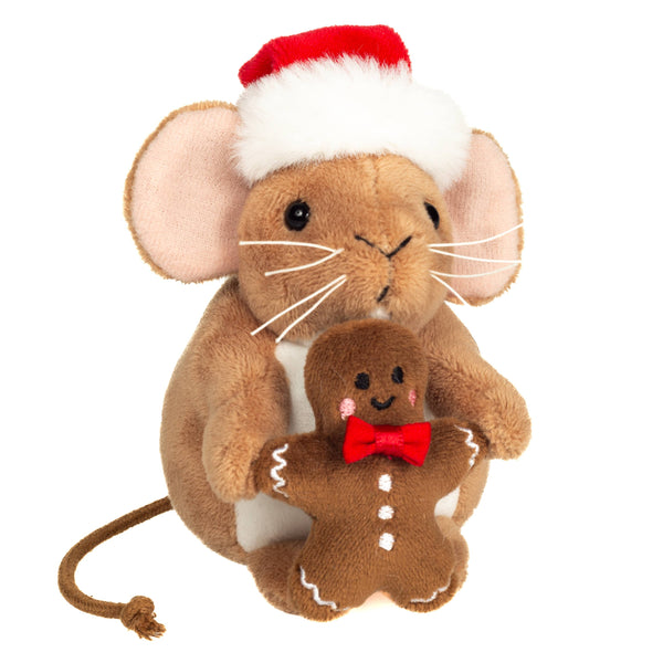 Souris de Noël avec bonhomme en pain d'épice 11 cm-peluche-jouet en peluche