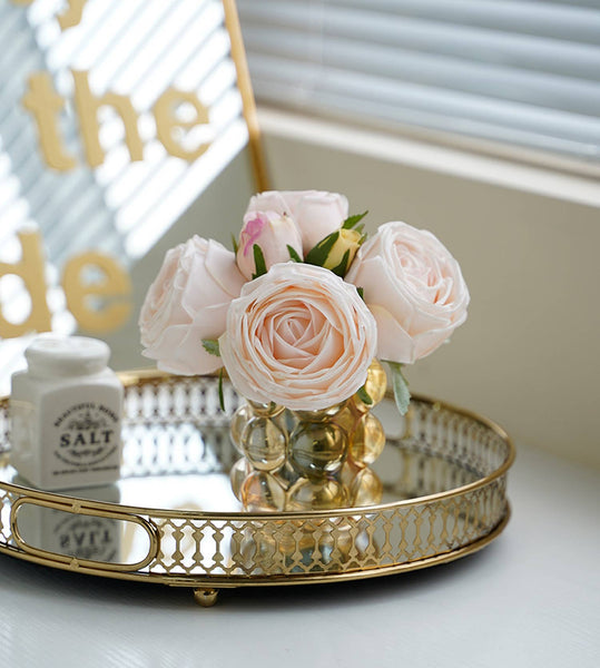 Lot de 6 tiges : bouquet de roses Real Touch: Bégonia Fuchsia