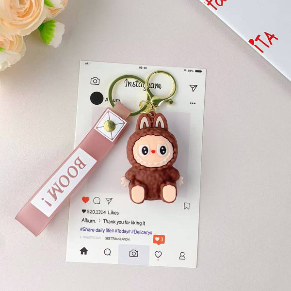 Porte-clés mignon Labubu très populaire pour filles – Charm de sac: Rose