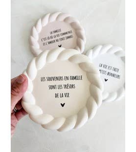 Coupelle vide poche cadeau message famille bonheur amour: Beige / texte Noir / La vie est faite de petits bonheurs