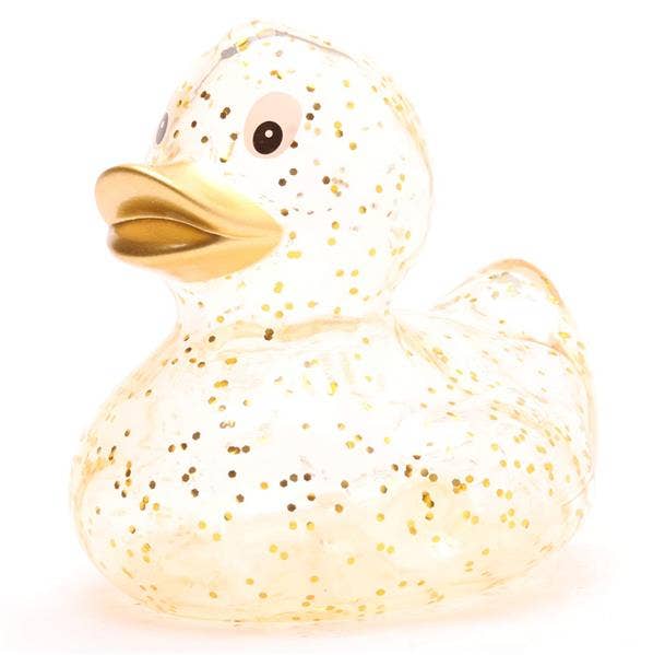 Canard de bain pailleté doré en caoutchouc