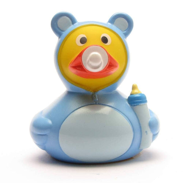 Canard en caoutchouc bébé garçon avec tétine et biberon