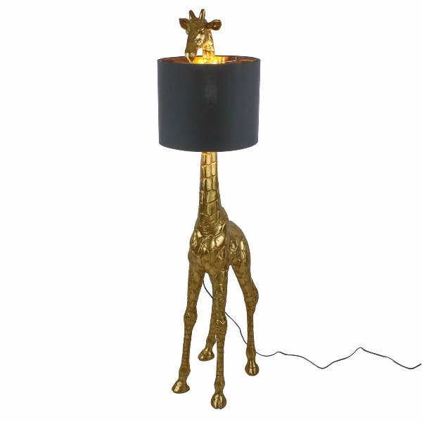 Lampadaire Gigi, doré/noir, polyrésine, 50 x 40 x 171 cm