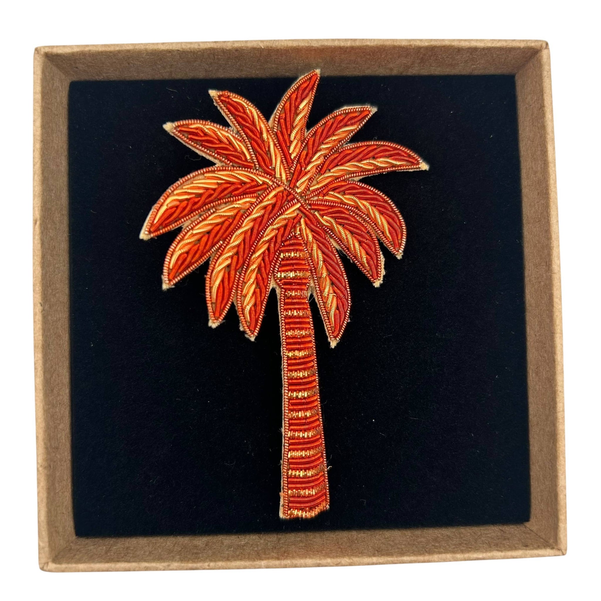 Broche / épingle brodée Palmier corail