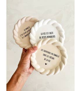 Coupelle vide poche cadeau message famille bonheur amour: Beige / texte Noir / La vie est faite de petits bonheurs