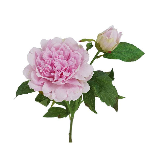 Tige de pivoines réalistes 65 cm avec 2 fleurs - Real Touch: Rose Chaud