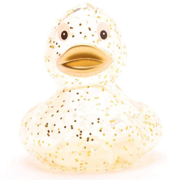 Canard de bain pailleté doré en caoutchouc