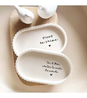 Ensemble coupelle ovale et photophore – Toi & Moi: Viens on s'aime
