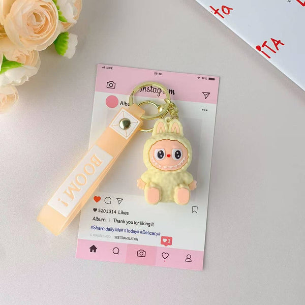 Porte-clés mignon Labubu très populaire pour filles – Charm de sac: Rose