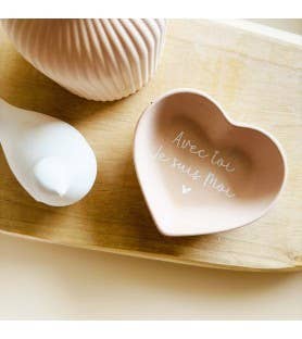 Petite coupelle cœur message d’amour – Avec toi je suis Moi: Beige / texte Noir